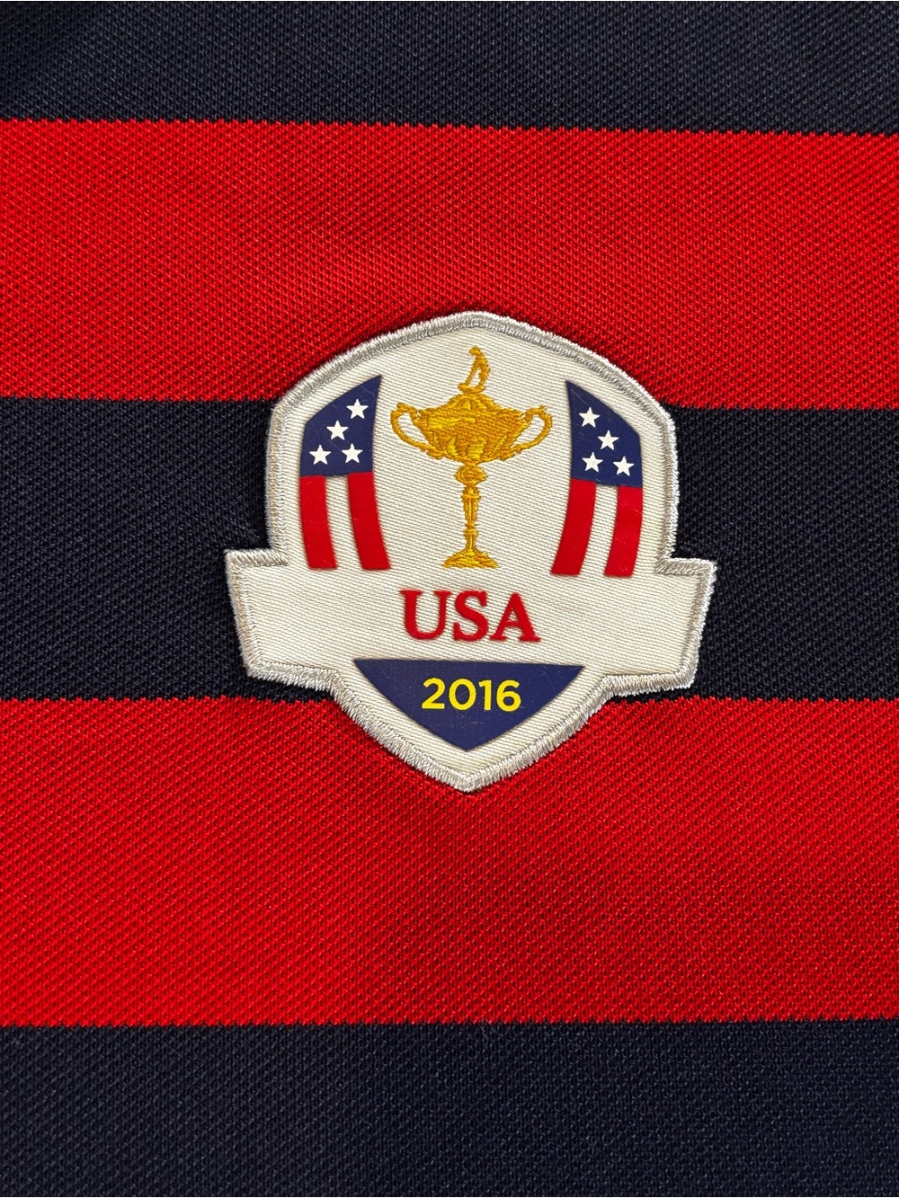 Ralph Lauren Red and Navy Horizontal Stripe Polo Ryder Cup 2016 USA Crest - Picture 4 of 8